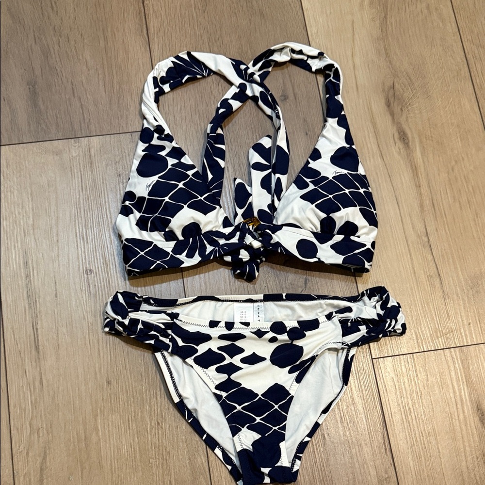 Trina Turk Navy and Cream Bikini